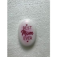 Siersteen 7 ong. 105 gr en 8x5,5x2 cm. Met de tekst: Best mom ever