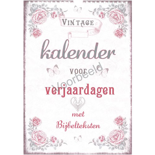 Vintage verjaardagskalender met Bijbelteksten