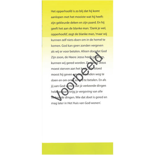 Traktaat: De indiaan (kindertraktaat)  ( 1 stuk  = set van 10 dezelfde traktaten)