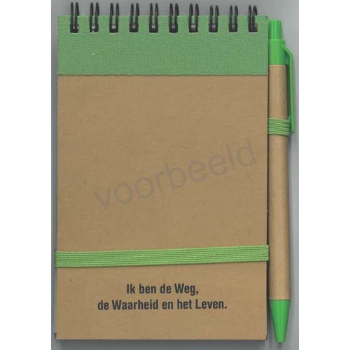 Gerecycled notitieboekje groen, met pen