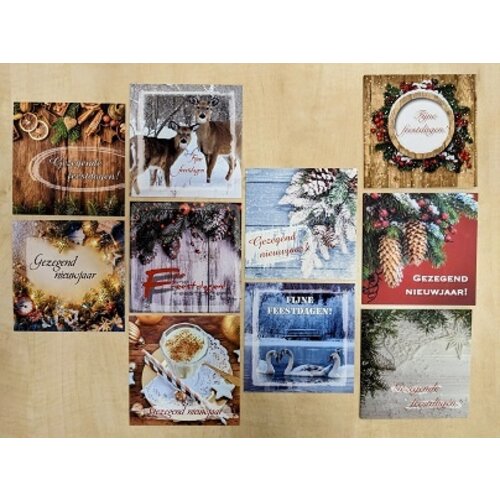 Mixpakket van 10 vierkante eindejaarskaarten