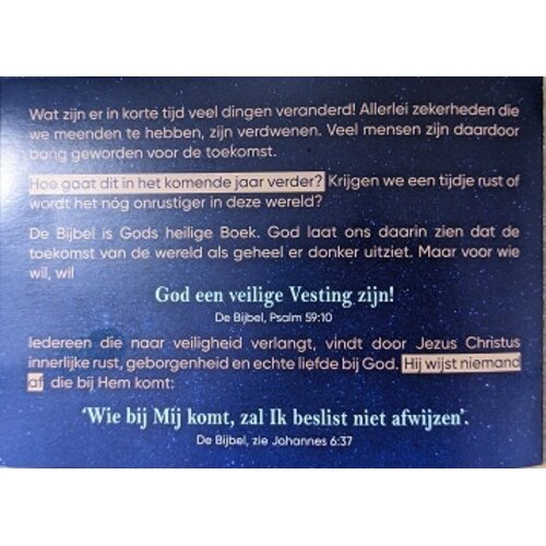 Traktaat:  Vrede en zekerheid in het nieuwe jaar (1 stuk = set van 10 traktaten)