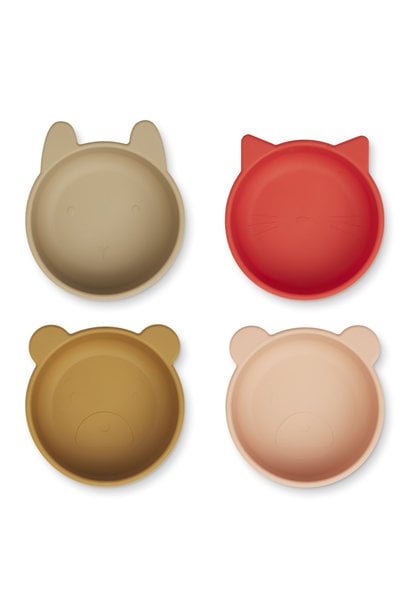 Iggy silicone bowls apple red/tuscany rose mix - 4 pack