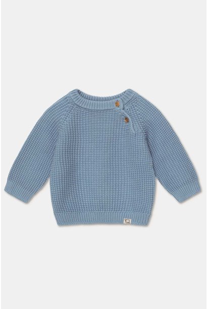 Mika waffle knit raglan pullover sky blue