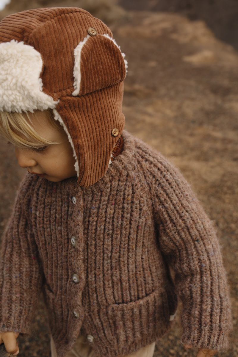 BB knit velour hat rust-2