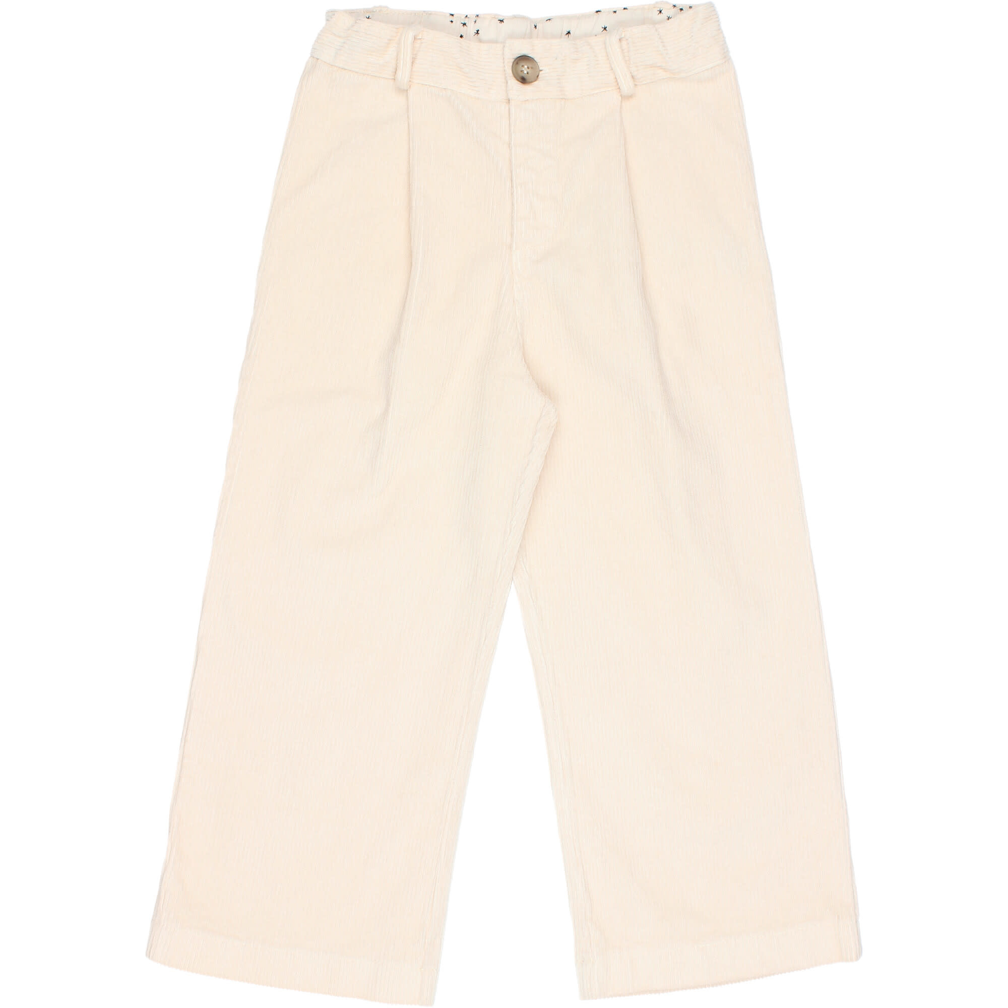Corduroy pleated trousers cream-1