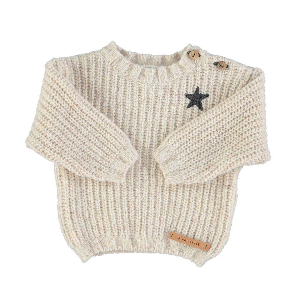 Baby knitted sweater ecru with born to rock back print-1