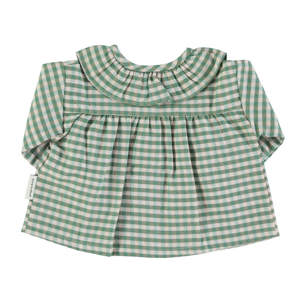 Baby round collar shirt green checkered-2
