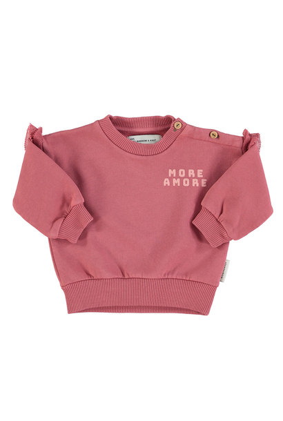 Baby sweatshirt with frills pomegranate with more amore print