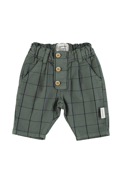 Baby trousers with buttons green checkered