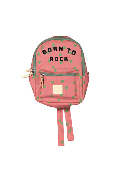 Small backpack pink with green hearts