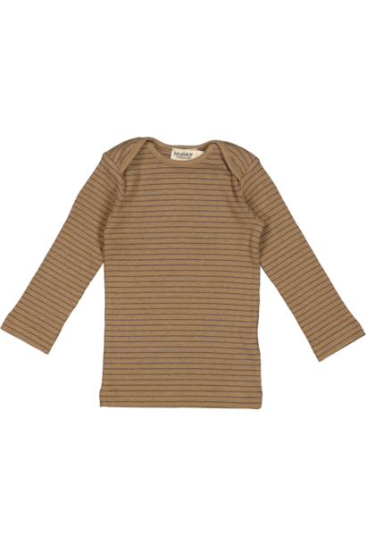 Tor modal fine rib t-shirts coffee stripe