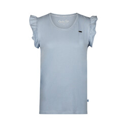 Dames Top Ruffle S-XXL lichtblauw