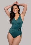 Ten Cate Ten Cate Swimsuit v-neck moussecup 42 bottle green
