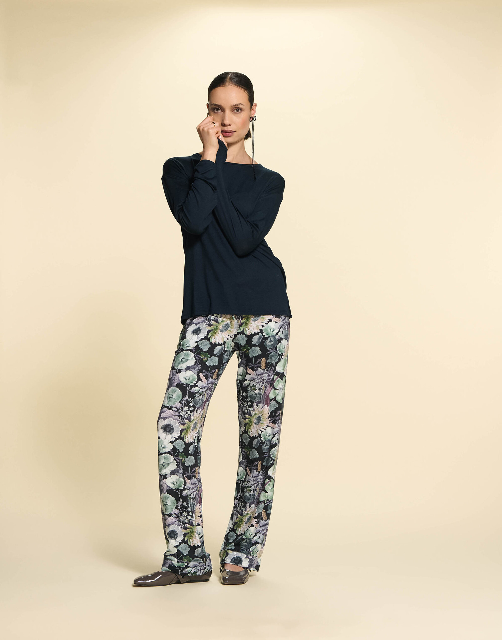 Essenza  Essenza Nora violesta lange broek M anthracite