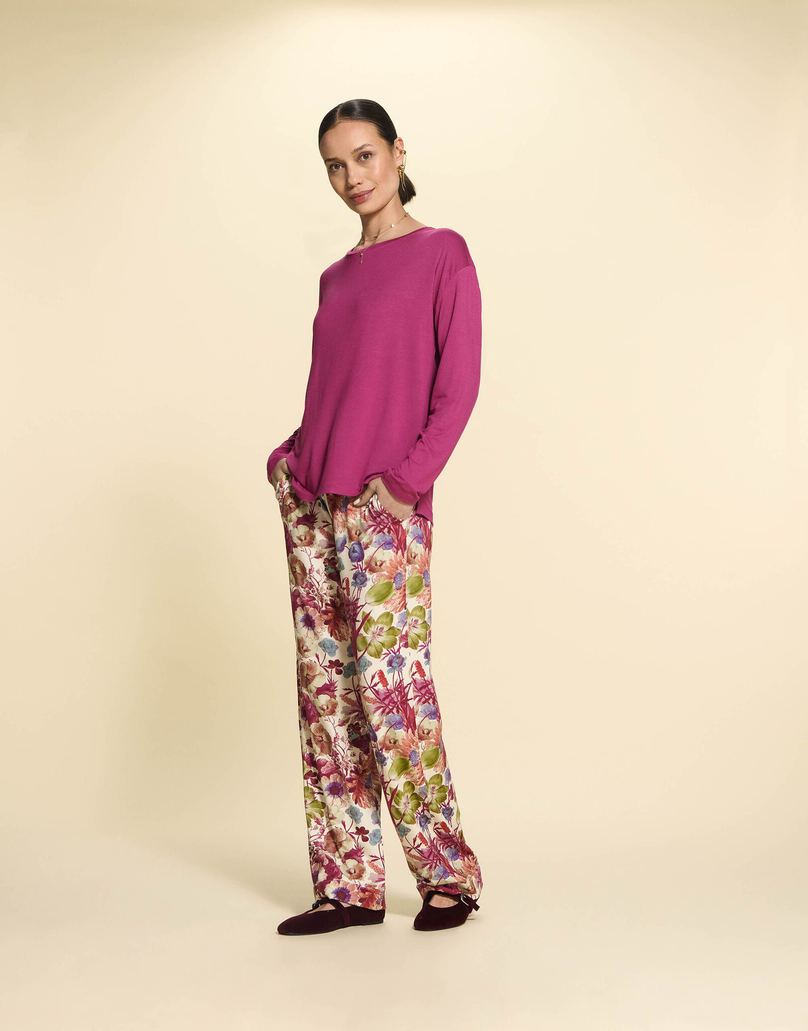 Essenza  Essenza Denna uni longsleeve S-XXL magenta haze