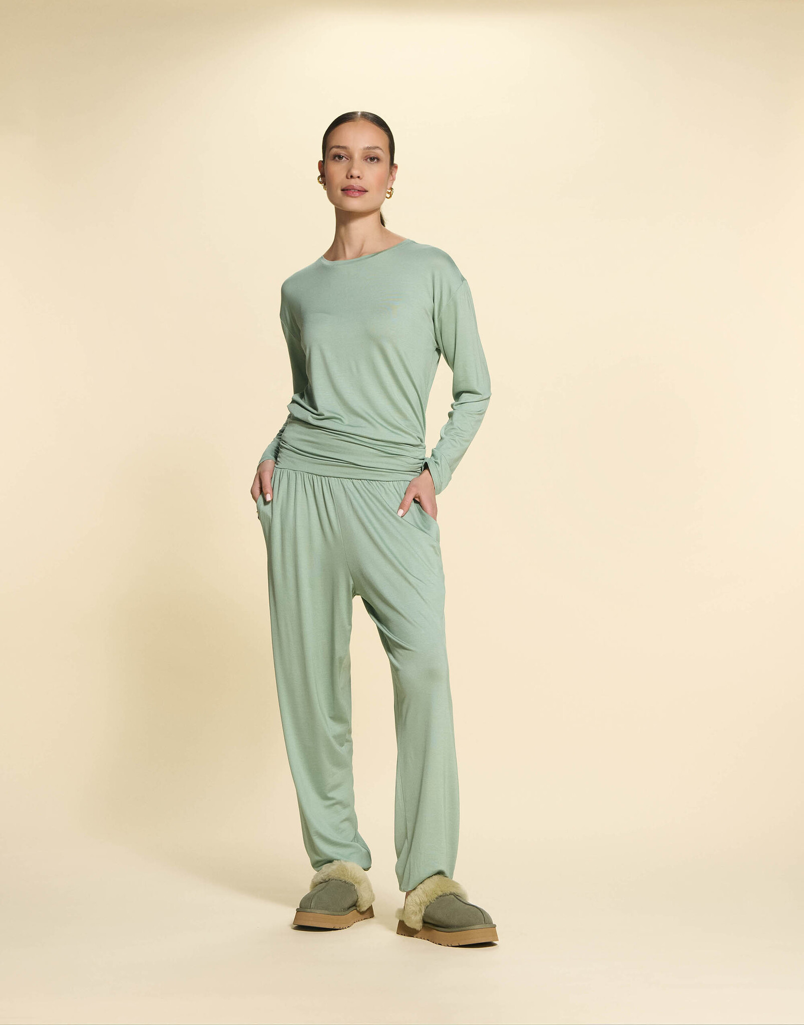 Essenza  Essenza Denna uni longsleeve S-XL dusty teal