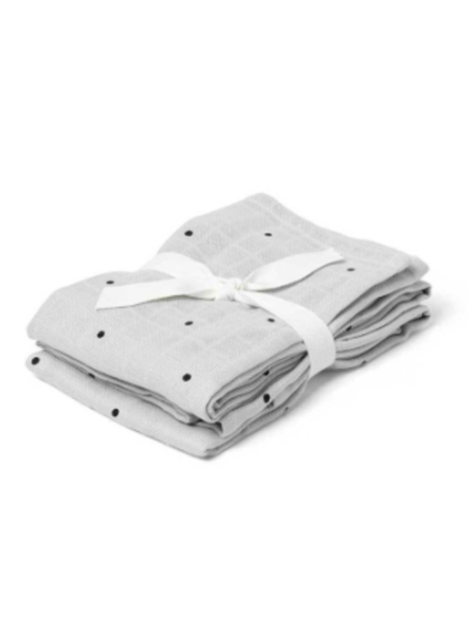 Liewood | hannah muslin cloth print 2 pack | classic dot dumbo grey
