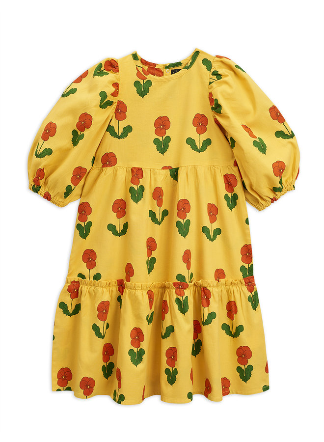 Mini Rodini | violas woven puff sleeve dress | yellow