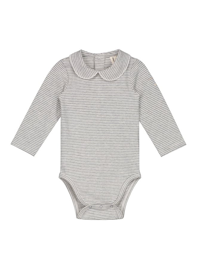 Gray Label | baby collar onesie | grey melange/cream