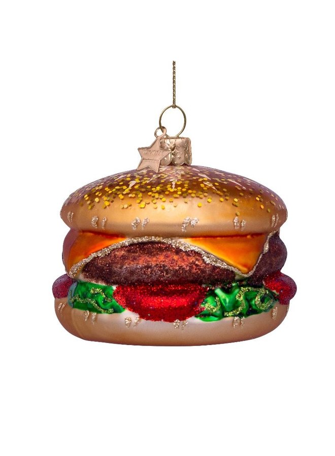 Vondels | ornament glass | multi color hamburger H6cm