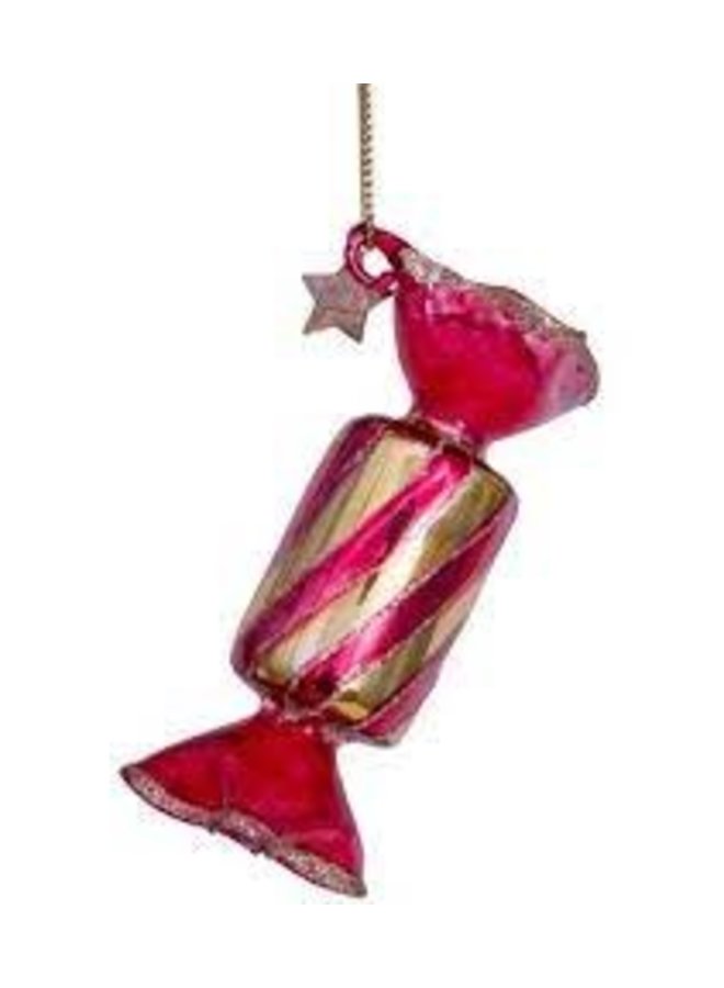 Vondels | ornament glass | red transparant candy H7cm