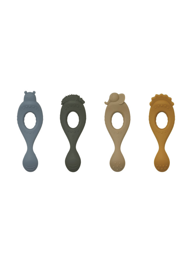 Liewood | liva silicone spoon | 4 pack | safari/blue multi mix