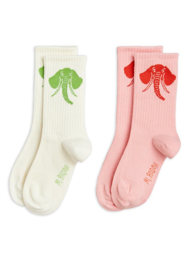 Mini Rodini | elephant socks 2-pack | pink