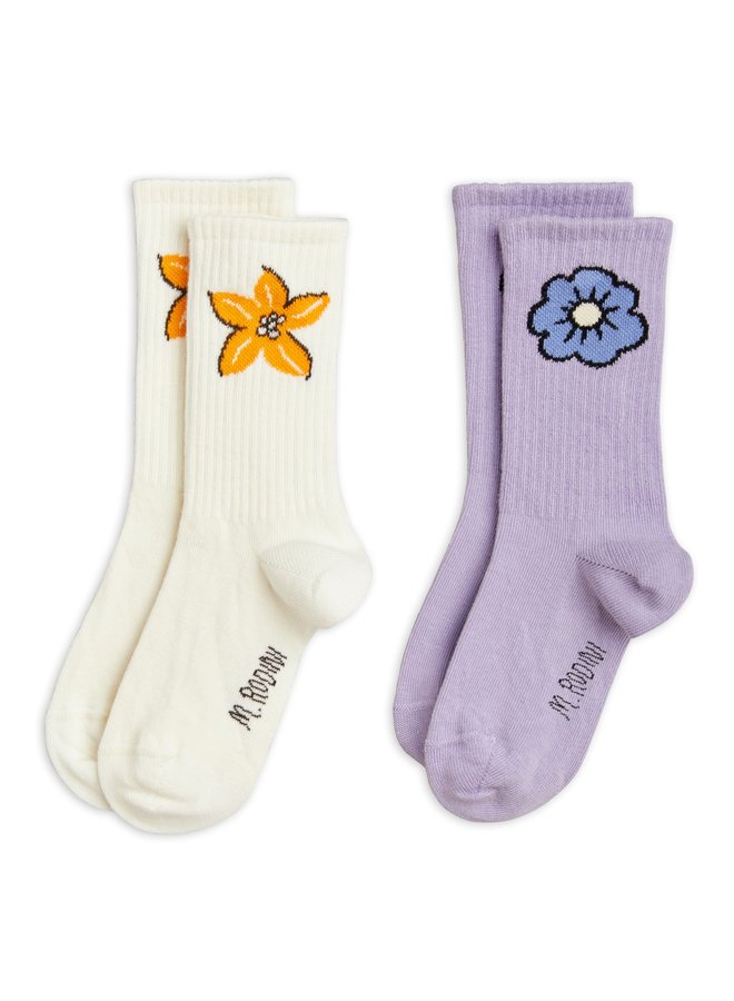 Mini Rodini | flower socks 2-pack | purple