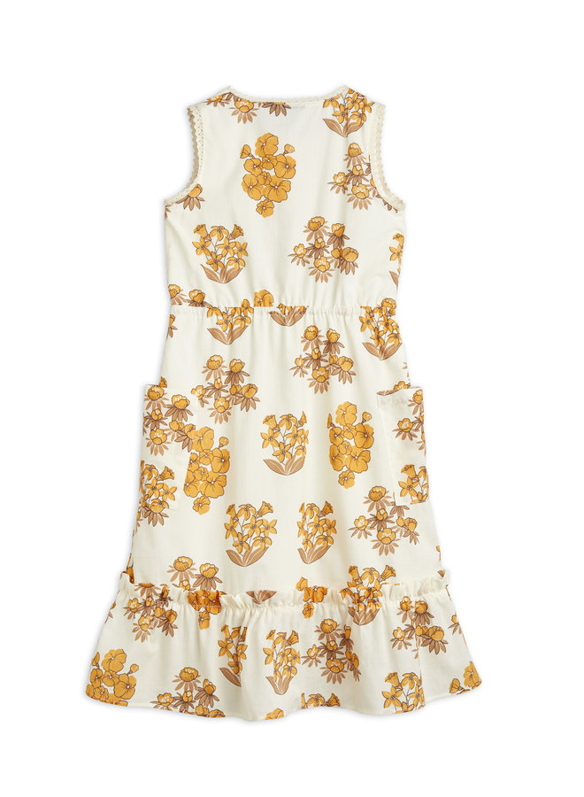 Mini Rodini | flowers woven flounce dress | beige