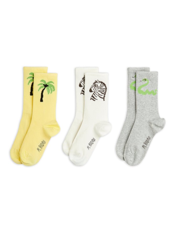 Mini Rodini | zebra socks 3-pack | yellow