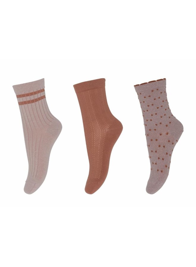 MP Denmark | ella 3-pack socks | copper brown