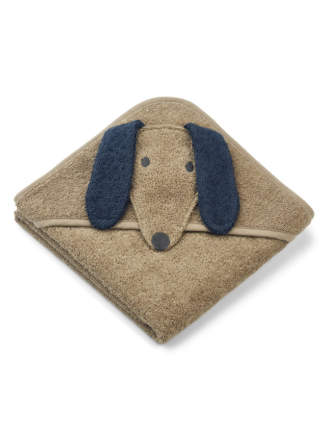 Liewood | albert hooded towel | dog/oat mix