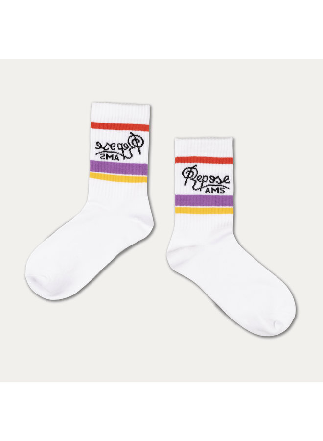 Repose AMS | sporty socks | black logo multi stripe