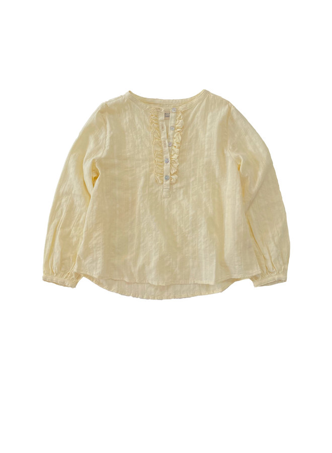 Longlivethequeen | blouse with stand and volant | offwhite broderie