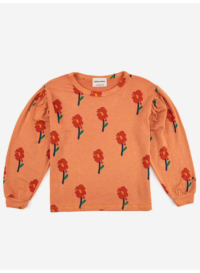 Bobo Choses | flowers all over long sleeve t-shirt | salmon pink