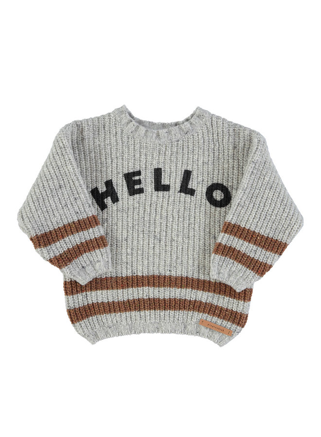 Piupiuchick | knitted sweater | light grey w/ "hello" front print