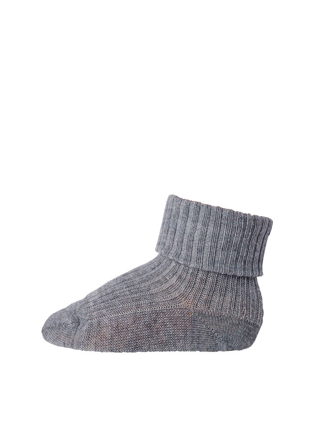 MP Denmark | wool rib baby socks | grey melange