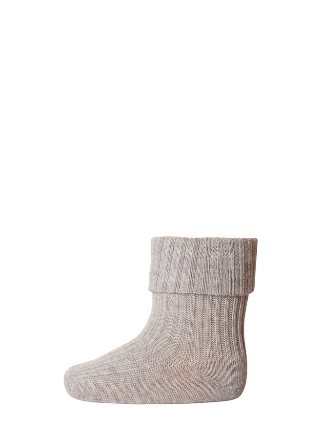 MP Denmark | wool rib baby socks | light brown melange