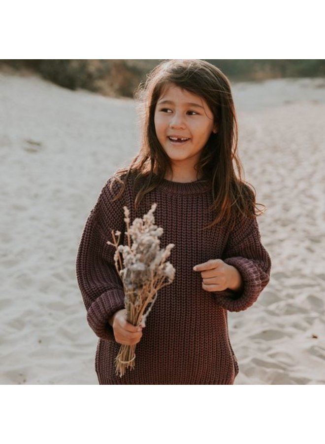 Yuki Kidswear | chunky knitted sweater | fig