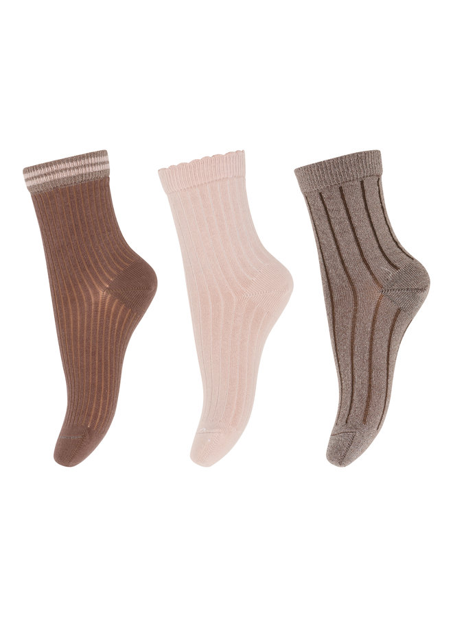 MP Denmark | abby 3-pack socks | brown sienna