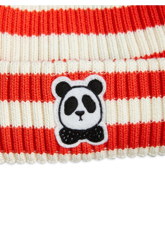 Mini Rodini | panda fold up rib hat | red