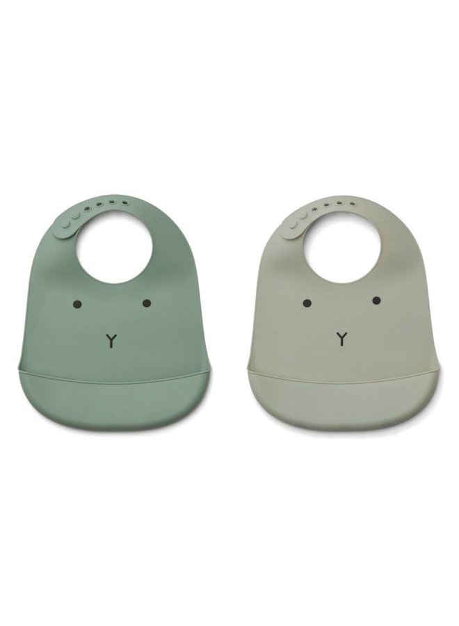 Liewood | tilda silicone bib | 2 pack | rabbit mint mix