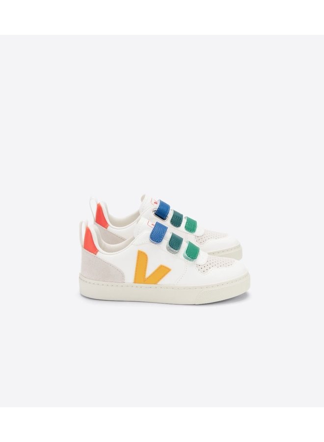 Veja | small v-10 chromefree leather | extra white multico ouro