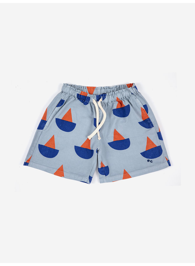 Bobo Choses | sail boat all over woven shorts | light blue