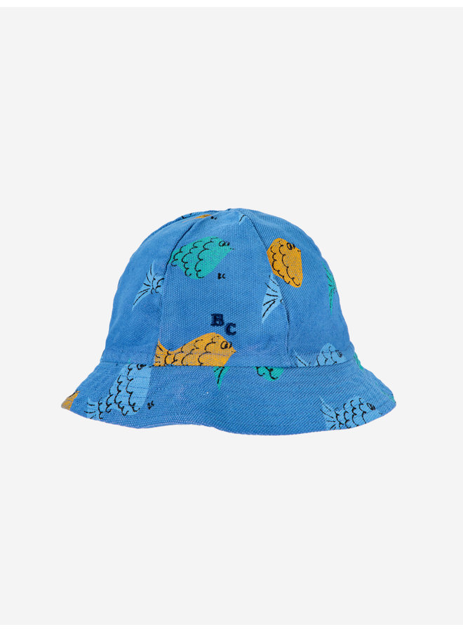 Bobo Choses | multicolor fish all over hat | blue