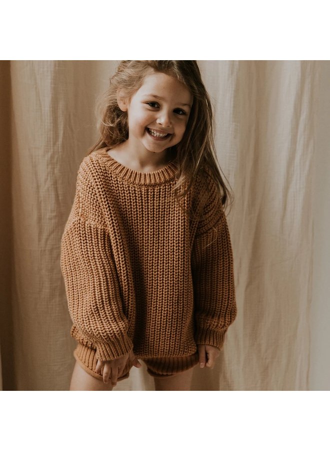 Yuki kidswear | chunky knitted sweater | biscuit