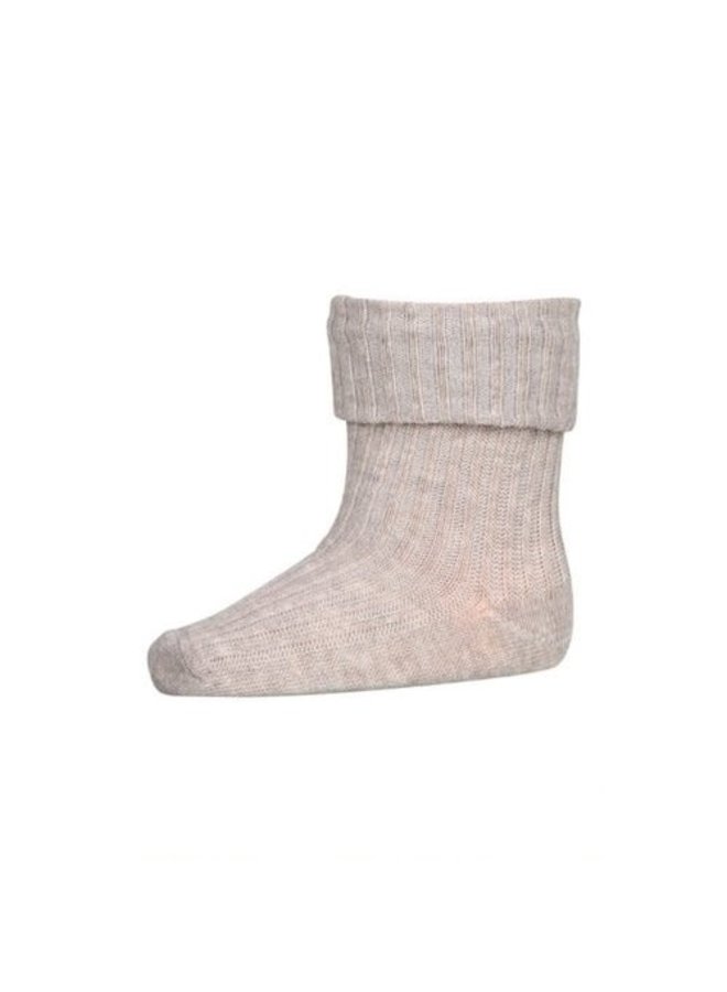 MP Denmark | cotton rib baby socks | light brown melange