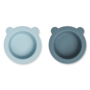 Liewood | peony suction bowl 2 pack | sea blue/whale blue