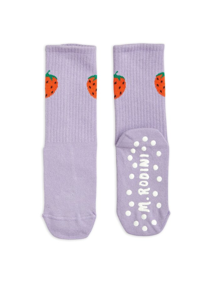 Mini rodini | strawberries anti slip socks | purple